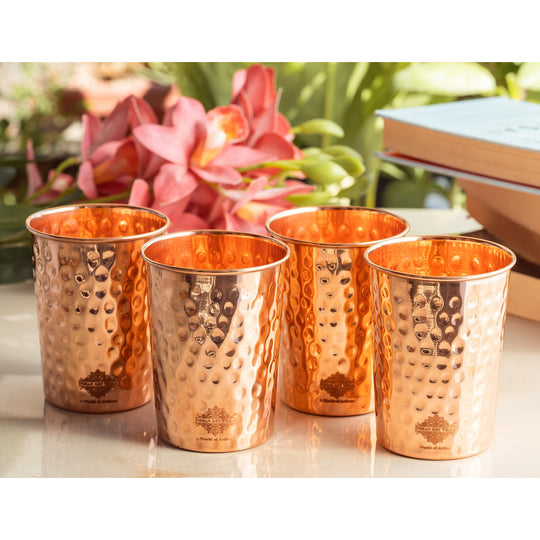 Pure Copper Diamond | Hammered | Shine Finish | Luxury Glasses-275 ML
