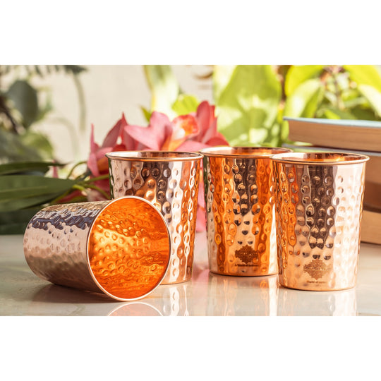 Pure Copper Diamond | Hammered | Shine Finish | Luxury Glasses-275 ML