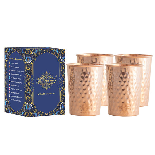 Pure Copper Diamond | Hammered | Shine Finish | Luxury Glasses-275 ML