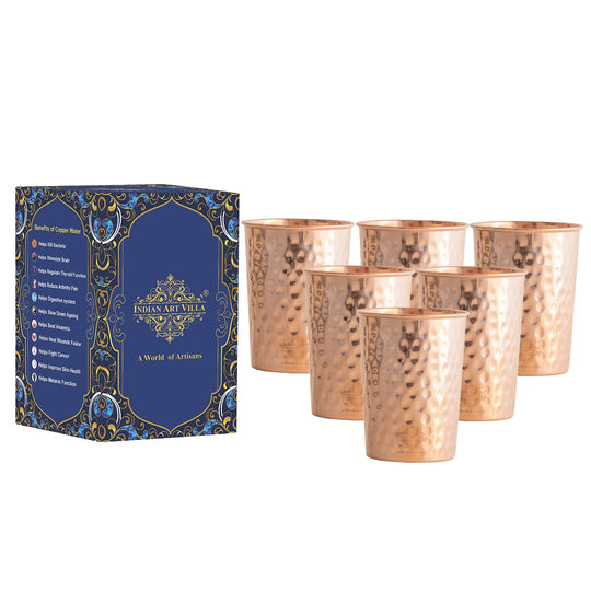 Pure Copper Diamond | Hammered | Shine Finish | Luxury Glasses-275 ML