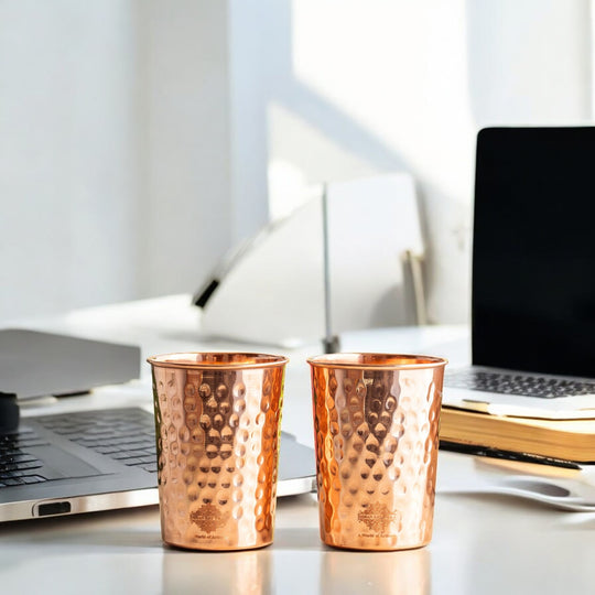 Pure Copper Diamond | Hammered | Shine Finish | Luxury Glasses-275 ML