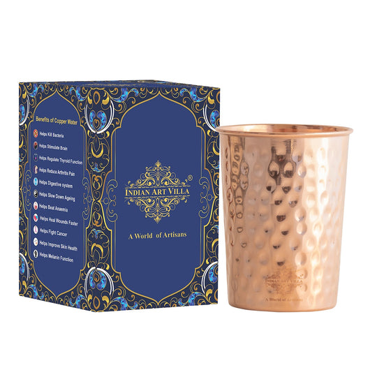 Pure Copper Diamond | Hammered | Shine Finish | Luxury Glasses-275 ML