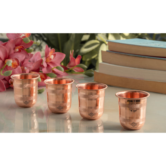 Embossed copper drink vessel for kitchen use