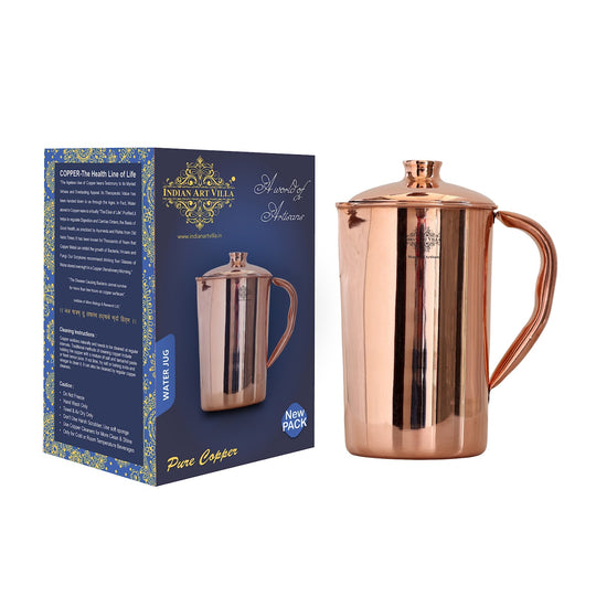 Pure Copper Hammered & Plain Designer Jug With Lid