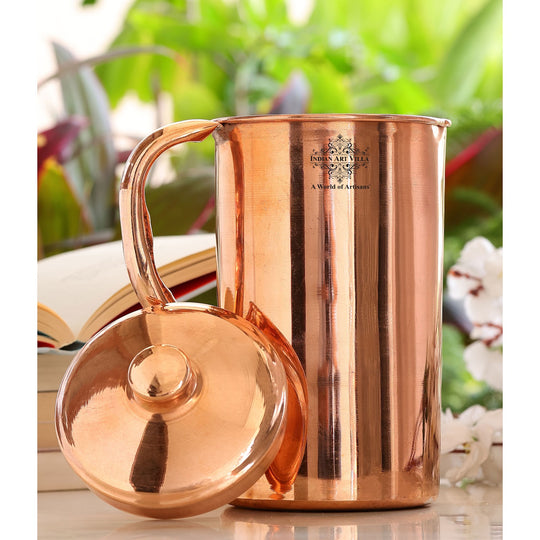 Pure Copper Hammered & Plain Designer Jug With Lid