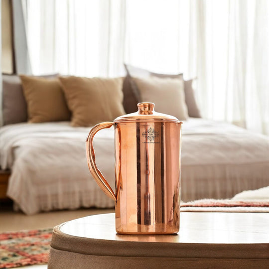Pure Copper Hammered & Plain Designer Jug With Lid