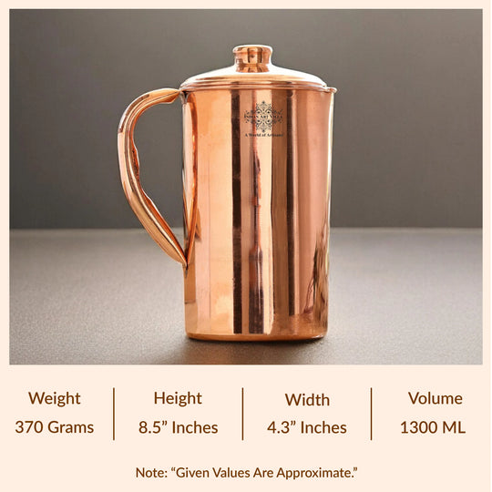 Pure Copper Hammered & Plain Designer Jug With Lid