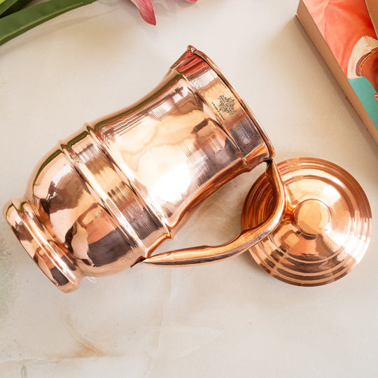 Pure Copper Hammered Maharaja Style Jug With Lid