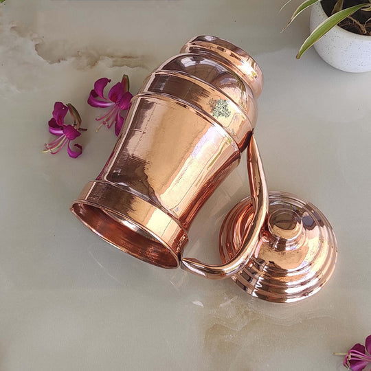 Pure Copper Hammered Maharaja Style Jug With Lid