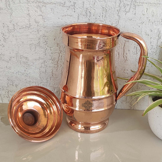 Pure Copper Hammered Maharaja Style Jug With Lid