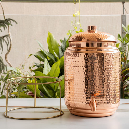 Pure Copper With Hammered Design Water Pot