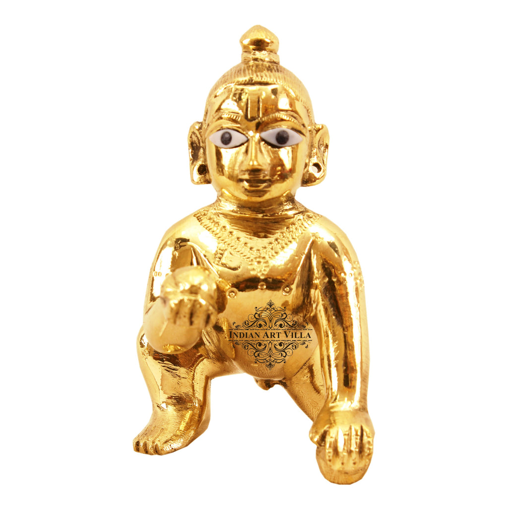 INDIAN ART VILLA Brass Handmade Laddu Gopal ji, Kanha Ji Idols,  Spiritual Item, Home Decor