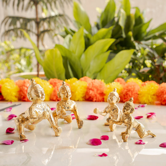 Traditional Brass Laddu Gopal Ji Murti for Hindu Pooja