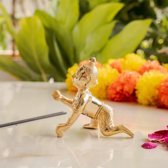 Krishna Laddu Gopal Ji Idol in Brass for Temple and Home Decor