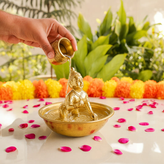 Laddu Gopal Ji Brass Idol for Krishna Janmashtami Celebrations