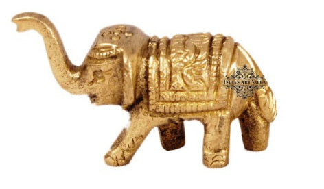 INDIAN ART VILLA Brass Small Elephant, Embossed Design