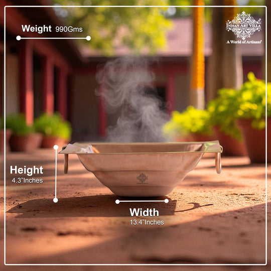 Pure Copper Hawan Kund With Handle On Both Side, For Yagya, Hawan & Poojan Purpose