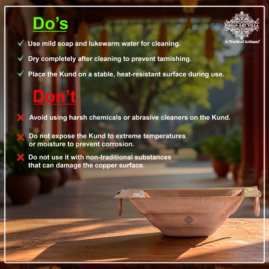 Pure Copper Hawan Kund With Handle On Both Side, For Yagya, Hawan & Poojan Purpose