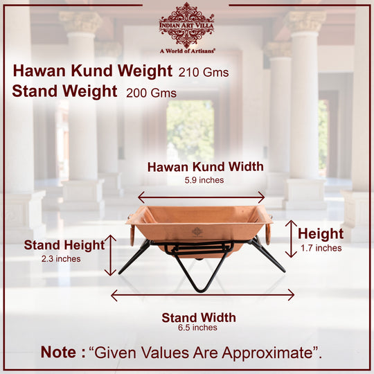 Pure Copper Hawan Kund With Handle On Both Side, For Yagya, Hawan & Poojan Purpose