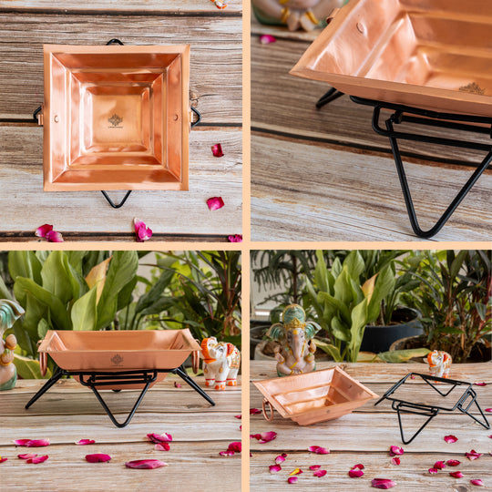 Pure Copper Hawan Kund With Handle On Both Side, For Yagya, Hawan & Poojan Purpose