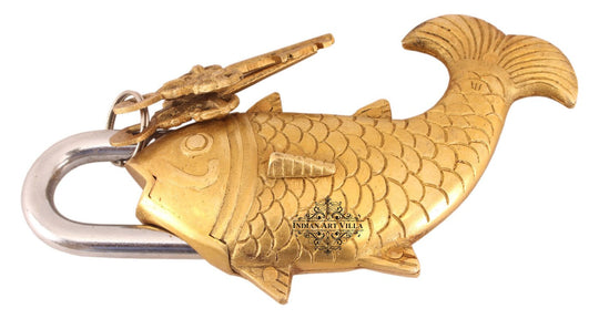 Antique Brass Fish Shape Security Lock with Keys