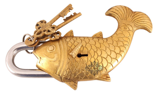 Antique Brass Fish Shape Security Lock with Keys