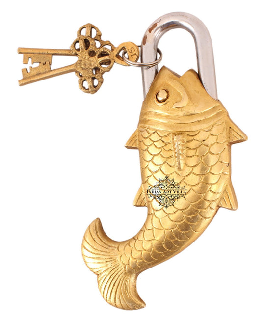 Antique Brass Fish Shape Security Lock with Keys