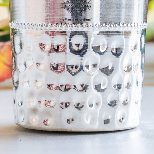 Silver Plated Glass With Half Hammered Design - 275 ML
