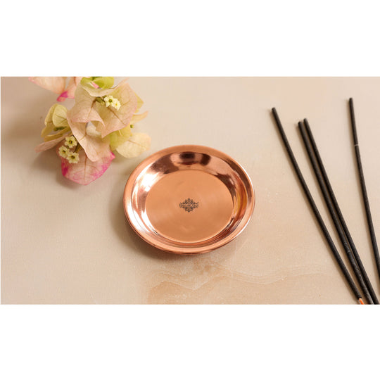Copper pooja Thali set 6 plates top view — Indian Art Villa