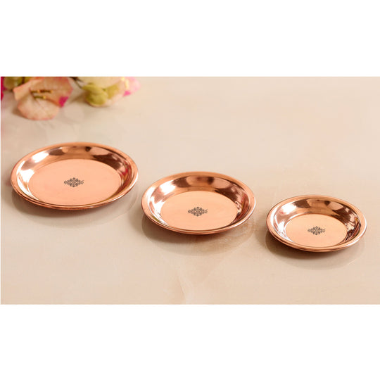Copper pooja Thali set 6 plates lifestyle — Indian Art Villa