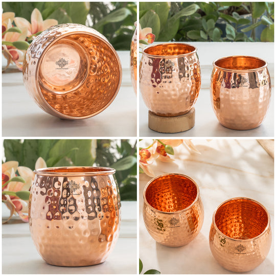 Pure copper round shaped glass 550 ML lifestyle — Indian Art Villa