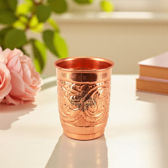 Copper tumbler embossed artisan style