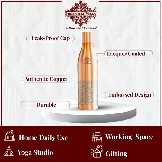 Half Embossed Authentic Copper Bottle 1150 ML
