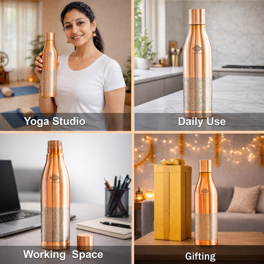 Half Embossed Authentic Copper Bottle 1150 ML