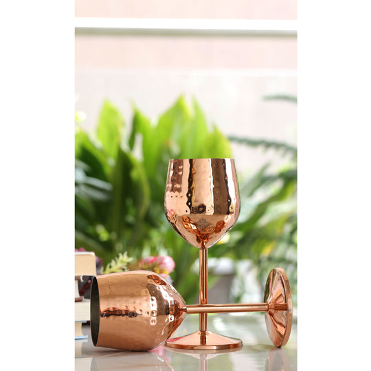 Copper-plated hammered cocktail glass by stainless steel barware for wine, drinks, and party serving