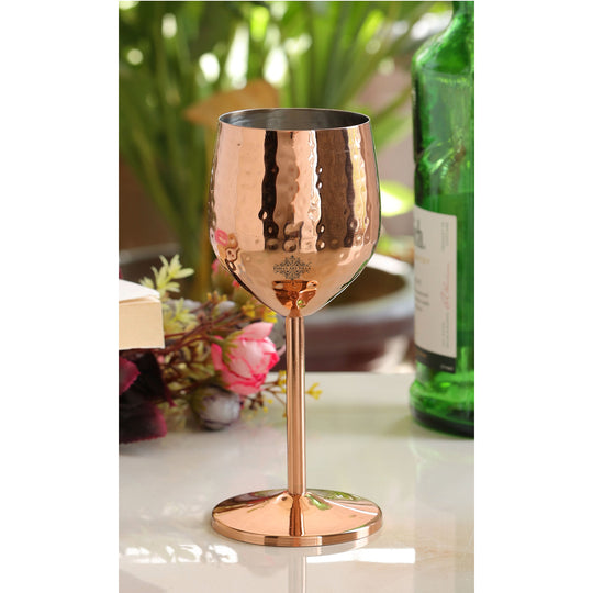Copper-plated hammered cocktail glass by stainless steel barware for wine, drinks, and party serving