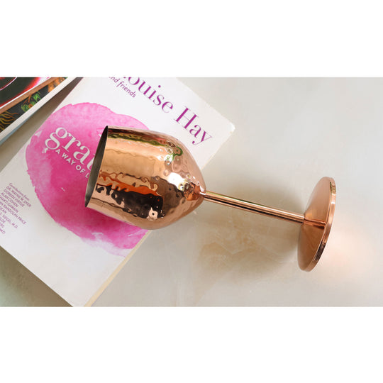 Copper-plated hammered cocktail glass by stainless steel barware for wine, drinks, and party serving
