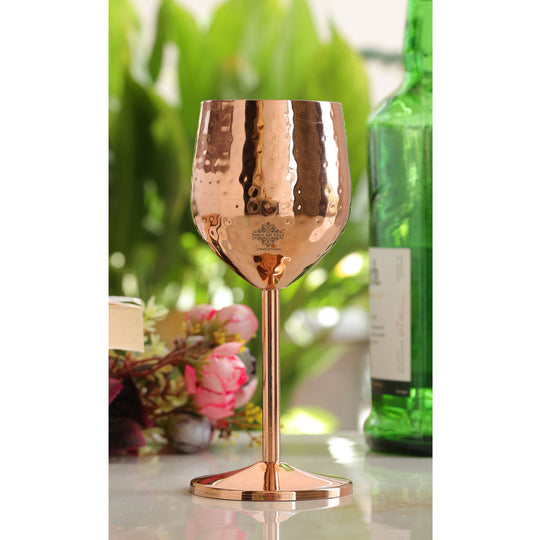 Copper-plated hammered cocktail glass by stainless steel barware for wine, drinks, and party serving
