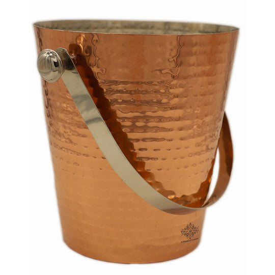Copper Ice Bucket With Tin Lining Inside & Hammered Design