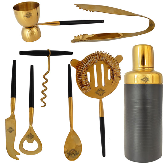 Black gold bar set with stand, full view — Indian Art Villa