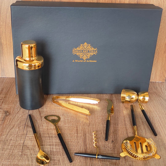 S/S Gold & Black Gold Shine Finish 8 Pcs Bar Set