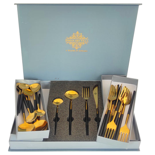 S/S Gold & Black Gold Shine Finish 8 Pcs Bar Set