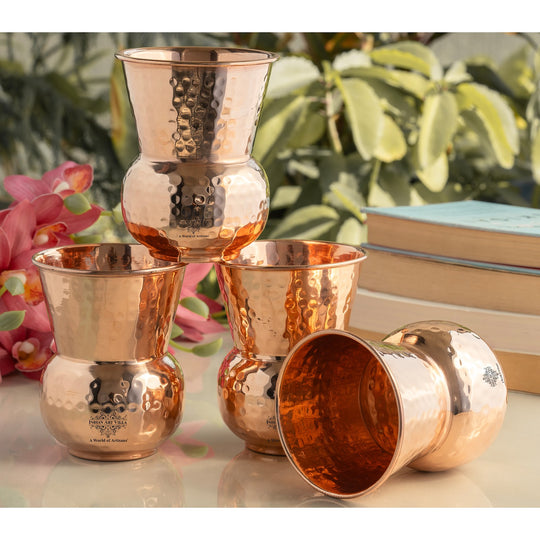 Hammered copper vessel for wellness use