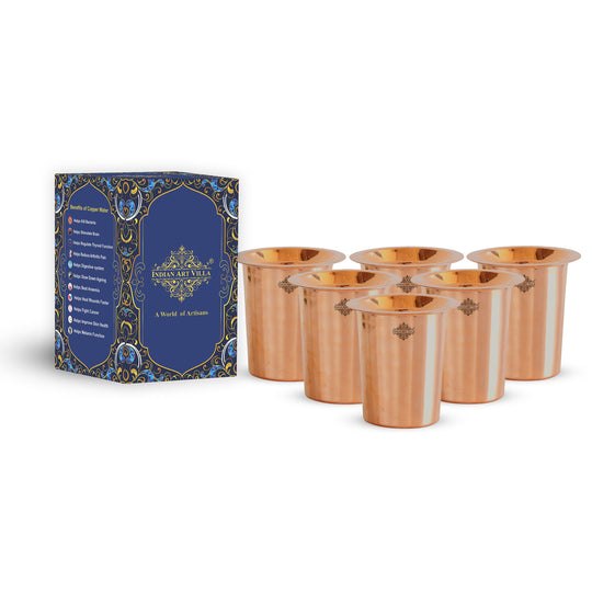 Handcrafted Pure Copper Glass with Lid 300ml