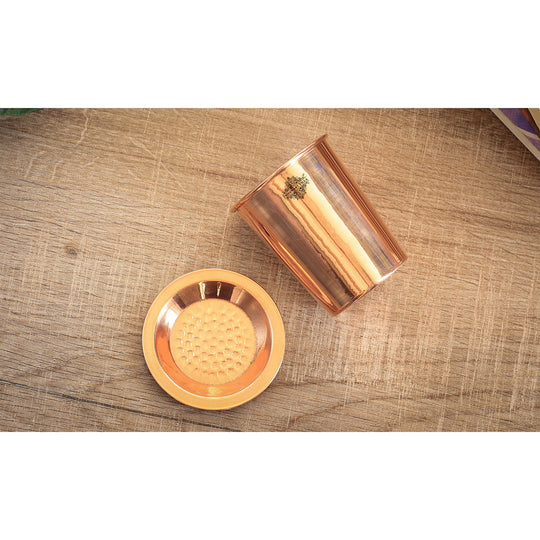 Handcrafted Pure Copper Glass with Lid 300ml