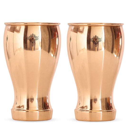 Pure Copper Glass With Half Lecquer Hammered & Shine Design 400 ML