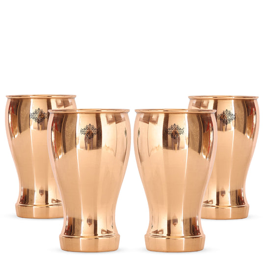 Pure Copper Glass With Half Lecquer Hammered & Shine Design 400 ML