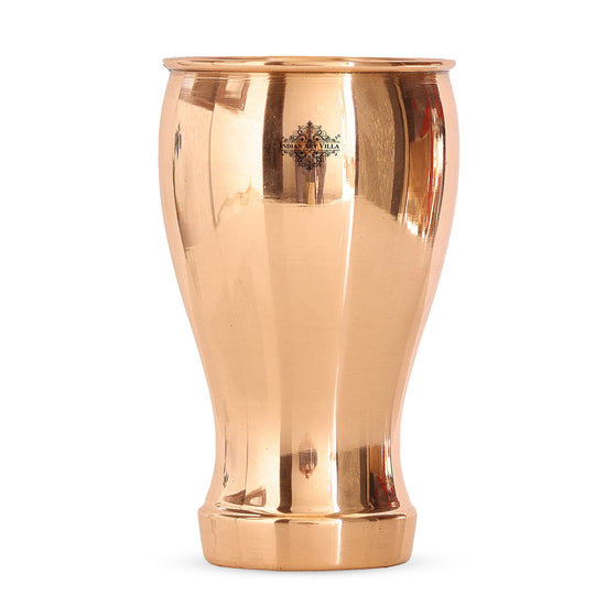 Pure Copper Glass With Half Lecquer Hammered & Shine Design 400 ML
