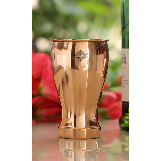 Pure Copper Glass With Half Lecquer Hammered & Shine Design 400 ML