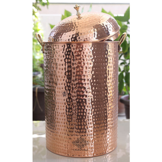 Handmade Pure Copper Hammered Design 12 Liter Storage Pot